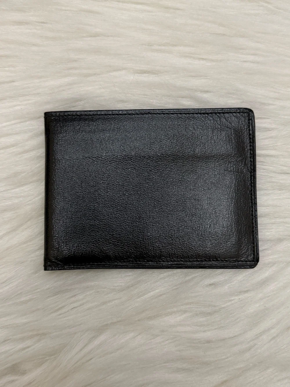 AUSTRALIAN KANGAROO - BLACK GLOSSY LEATHER BIFOLD WALLET